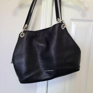 Michael kors black raven leather handbag purse